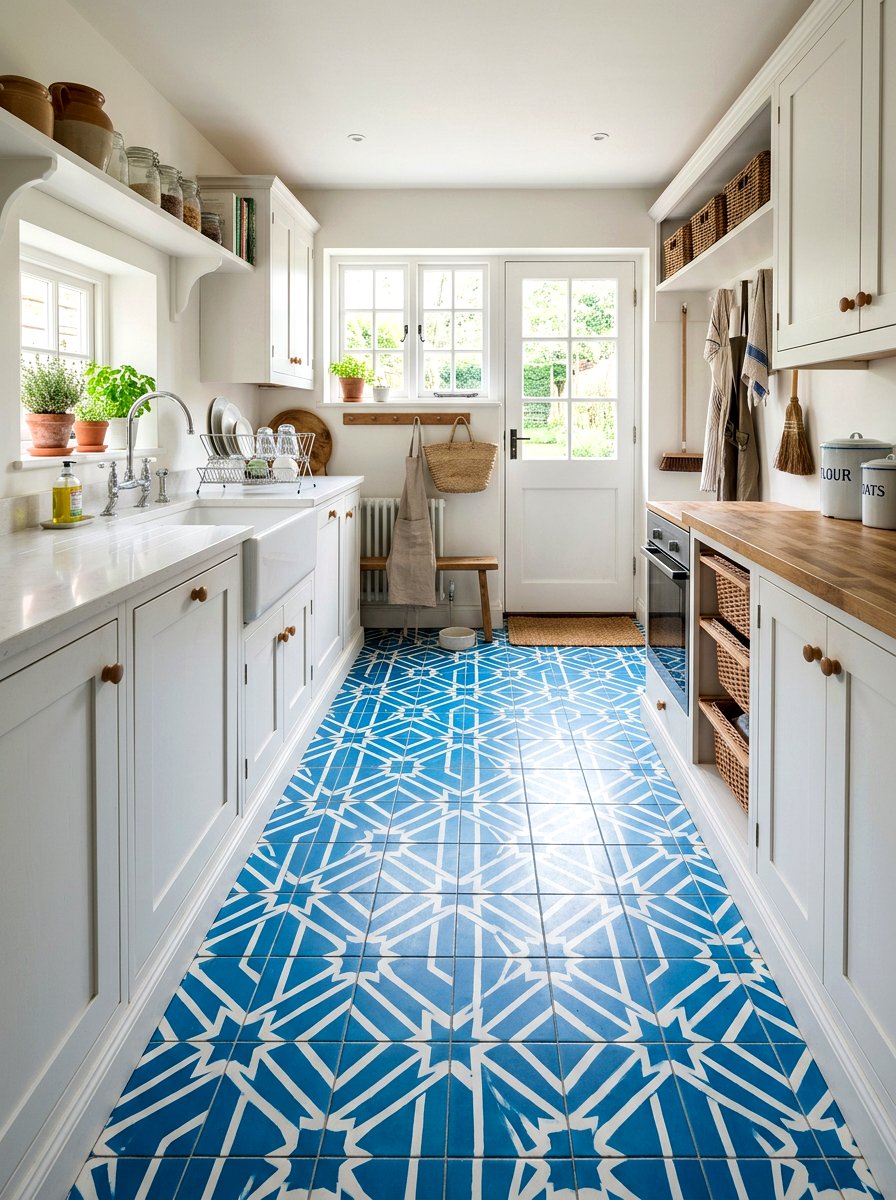 Scullery With Patterned Tile Floor - 30 pantry scullery combo ideas