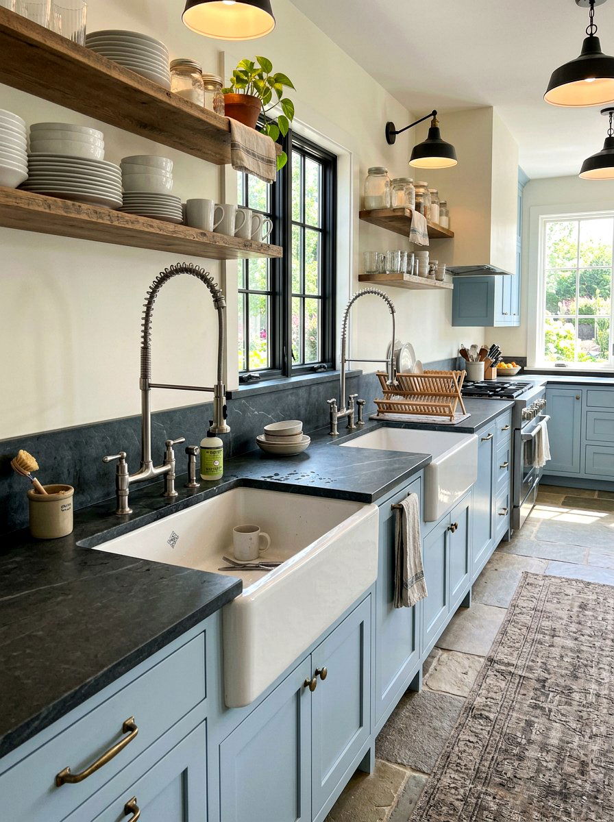 Scullery with double sink - 30 scullery kitchen ideas