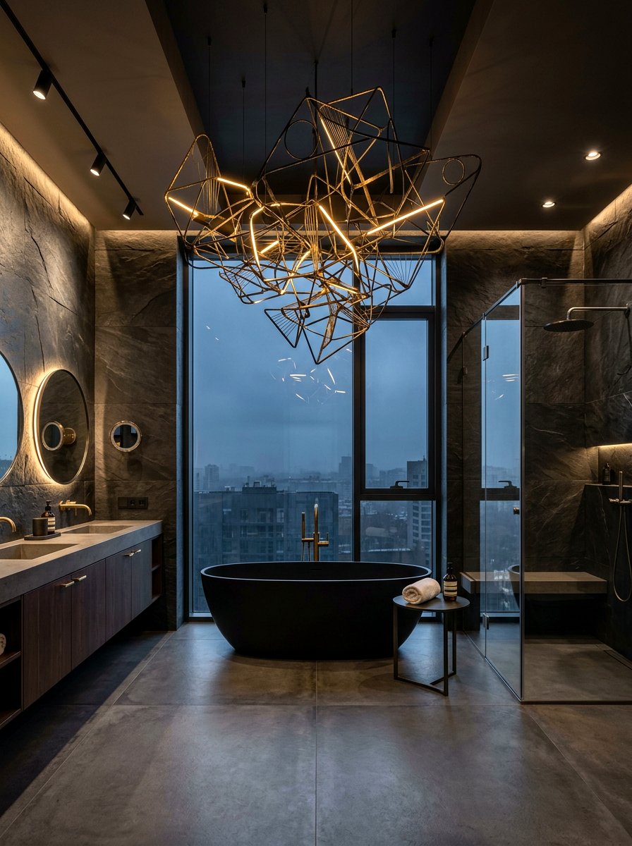 Sculptural Abstract Chandelier Bathtub - 30 chandelier over bathtub ideas
