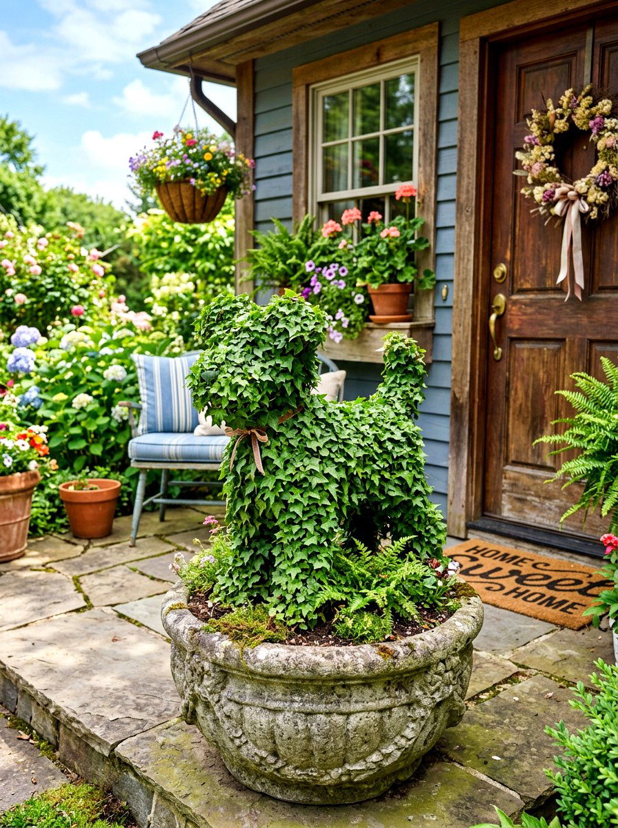 Sculptural Animal Topiary - 30 front porch topiary ideas