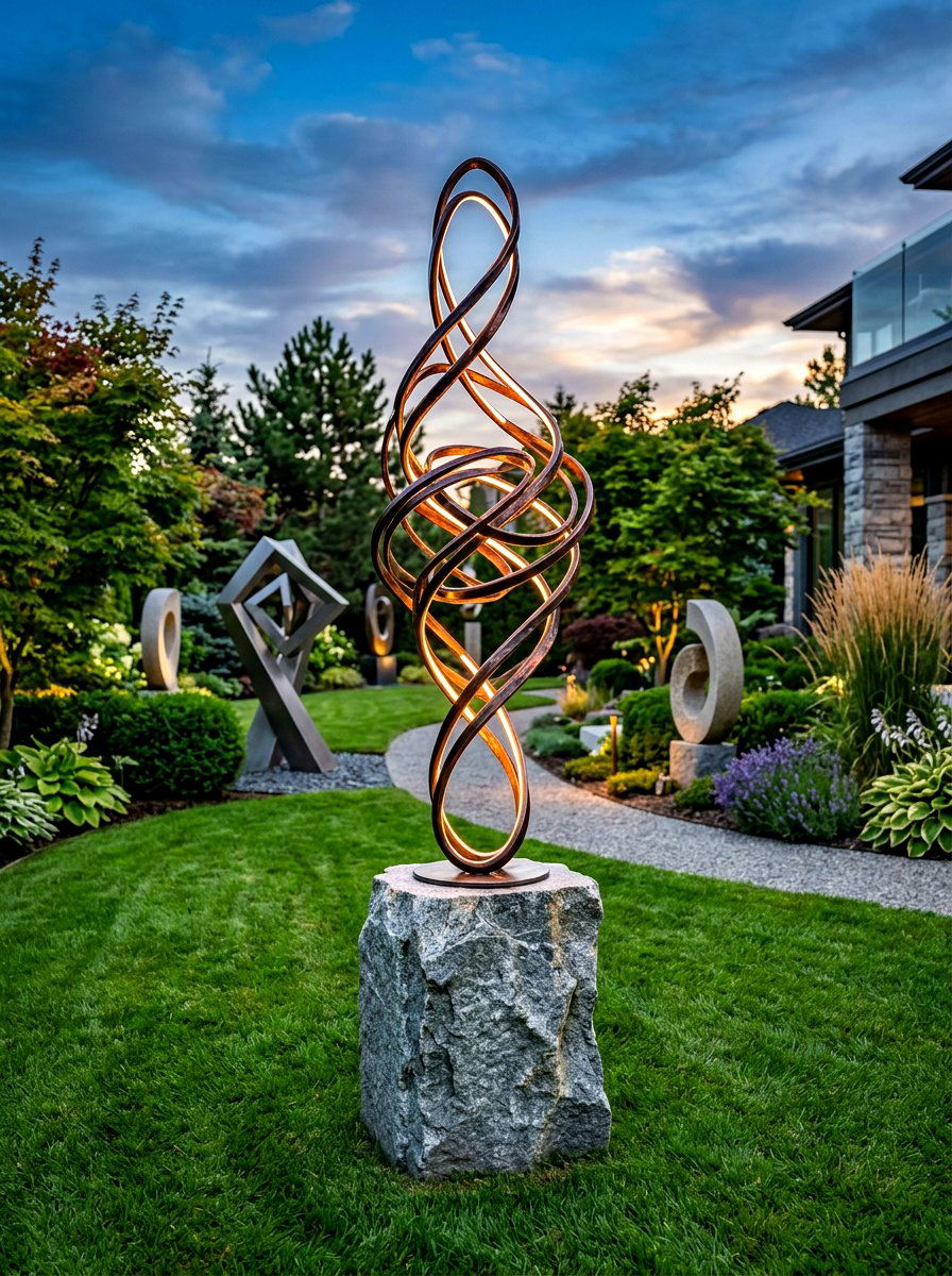 Sculptural Art Lamp - 30 lamp lit patio ideas