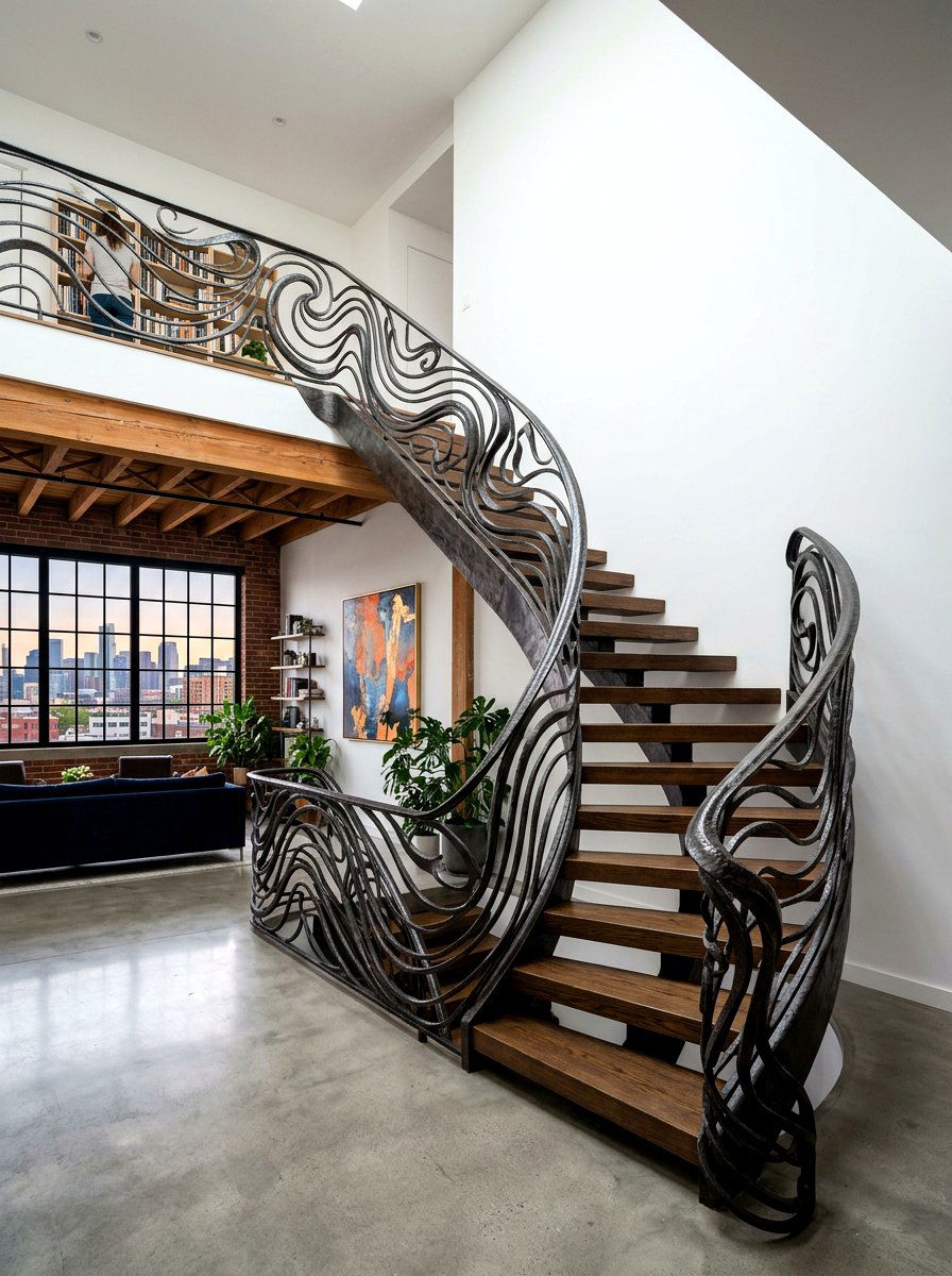 Sculptural Artistic Railing - 30 open loft railing ideas