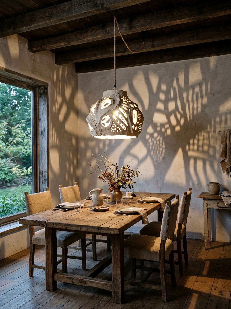 Sculptural Ceramic Hanging Dining Room - 30 sculptural lighting dining room ideas