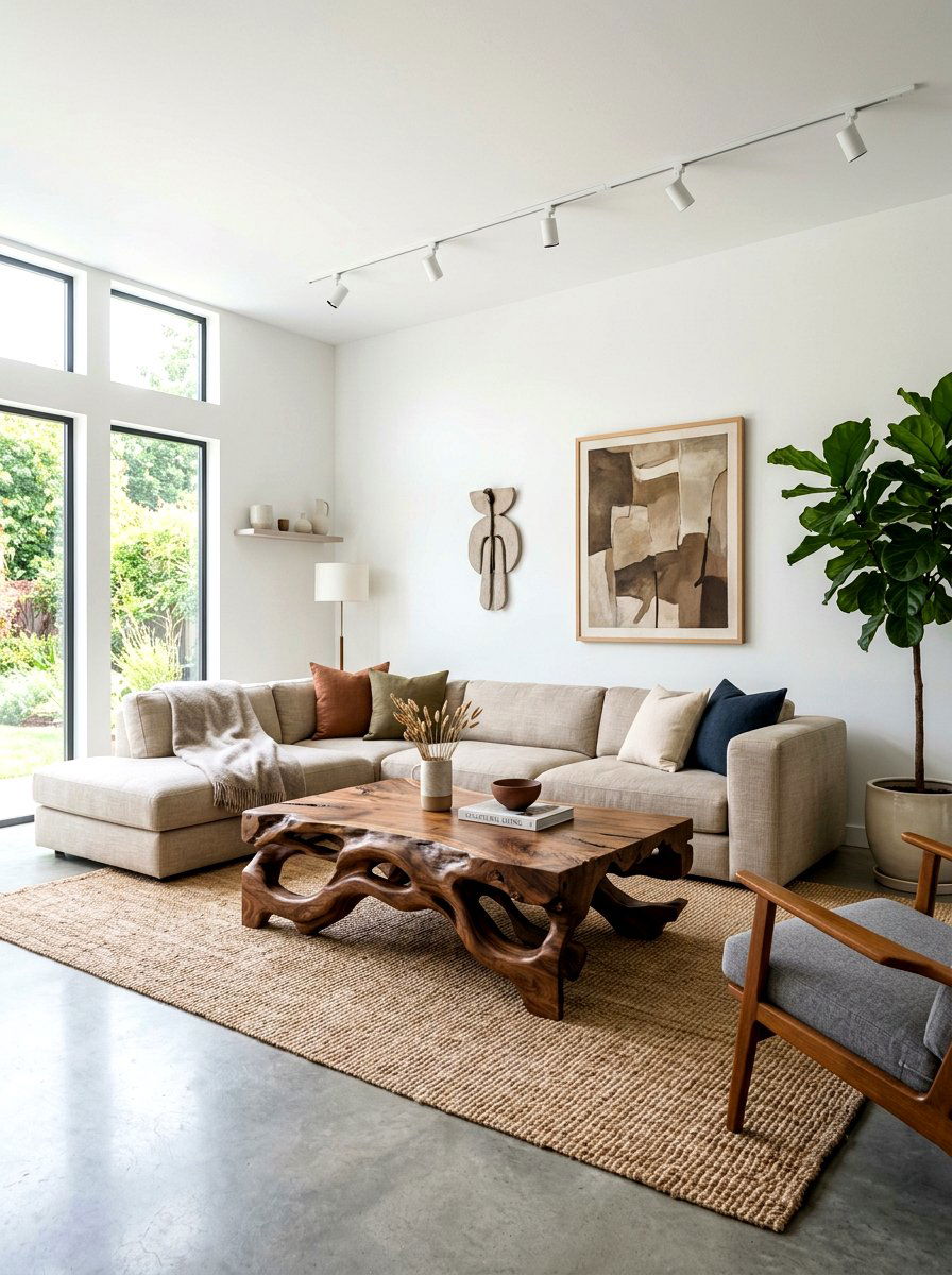 Sculptural Coffee Table Living Room - 30 designer showroom living room ideas