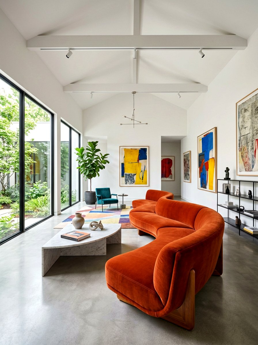 Sculptural Curved Sofa - 30 curved sofa living room ideas