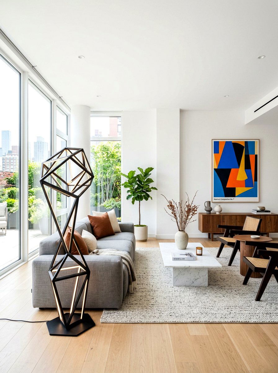 Sculptural Floor Lamp - 30 no overhead light living room ideas