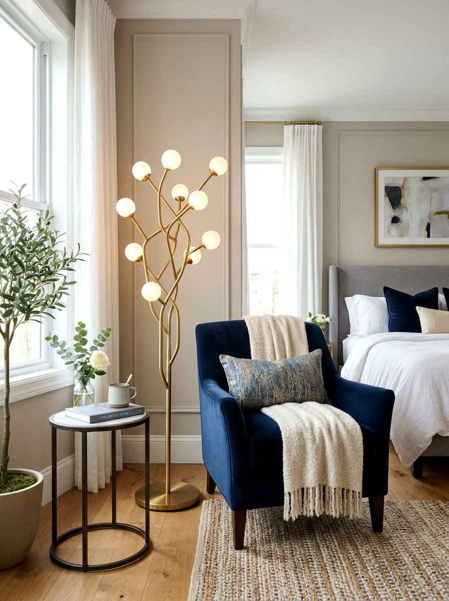 Sculptural Floor Lamps - 30 ambient lighting bedroom ideas