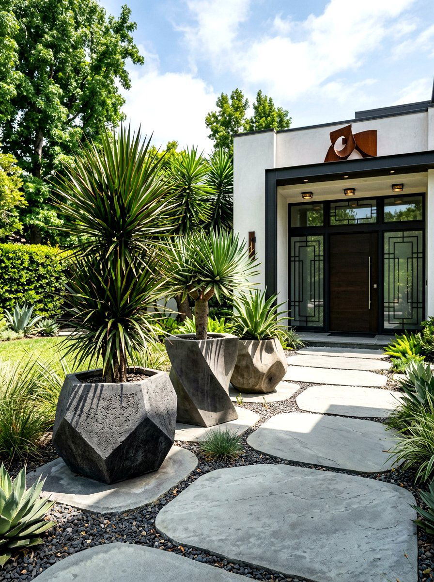 Sculptural Modern Art Planters - 30 oversized planter curb appeal ideas