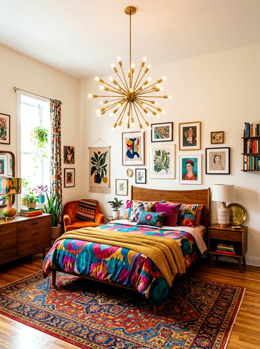 Sculptural Pendant Light - 30 maximalist bedroom ideas