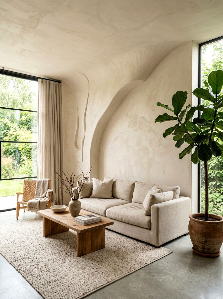Sculptural Plaster Wall - 30 layered texture living room ideas