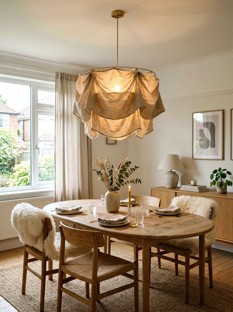 Sculptural Tiered Fabric Dining Room - 30 sculptural lighting dining room ideas
