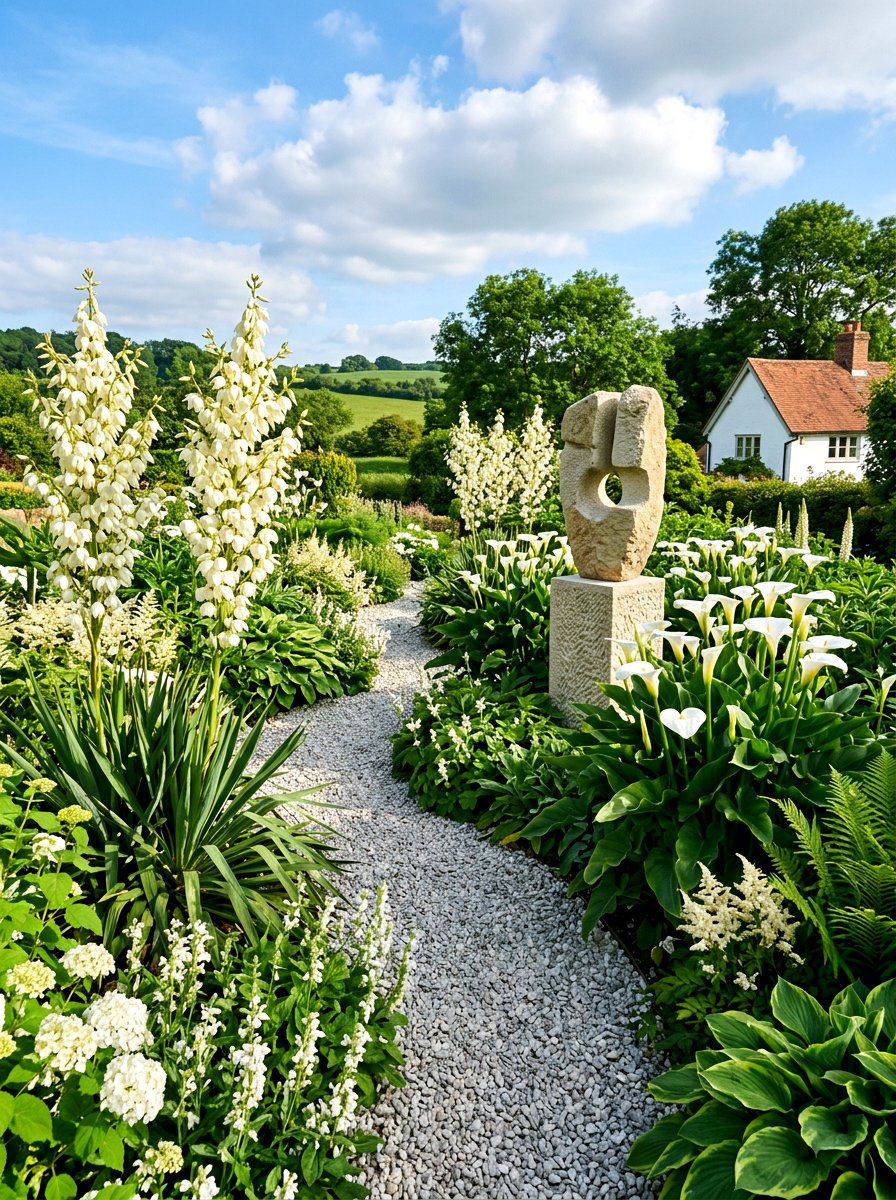 Sculptural White Garden - 30 white flower garden ideas