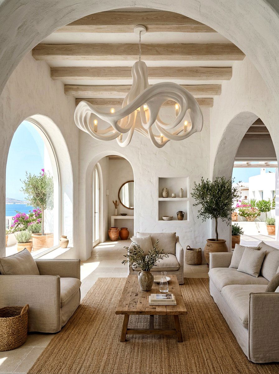 Sculptural White Plaster Chandelier - 30 statement chandelier ideas
