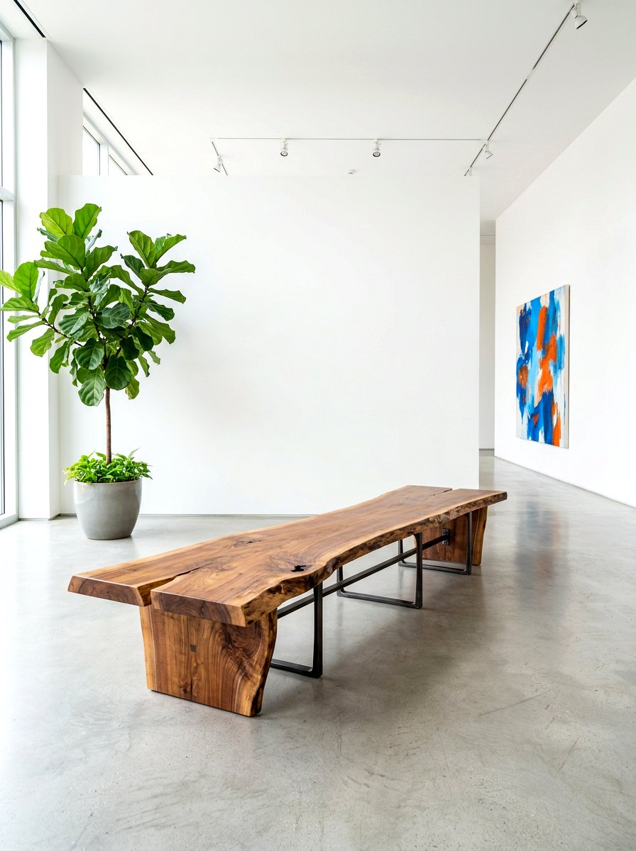 Sculptural Wood Bench - 30 sunroom seating ideas