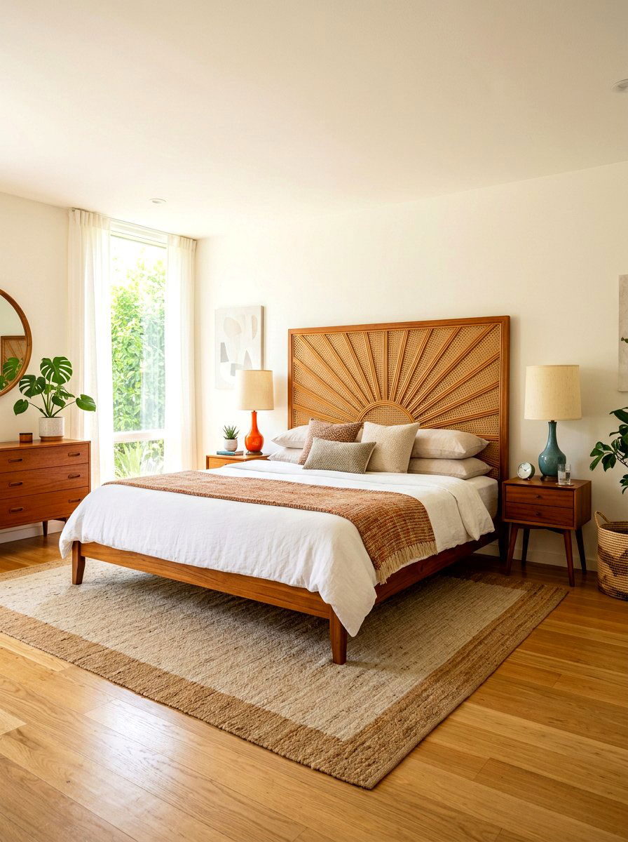 Sculptural cane headboard - 30 sculptural headboard ideas