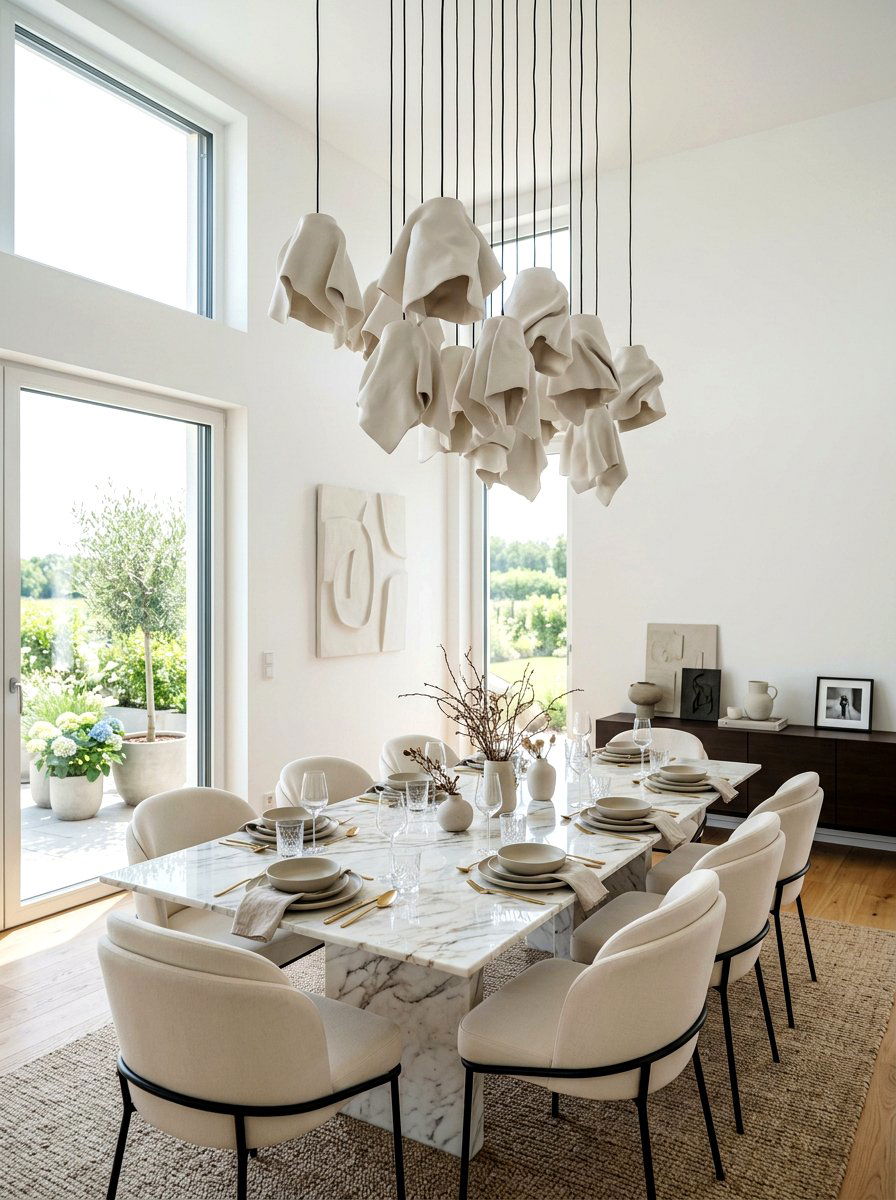 Sculptural ceramic light fixture - 30 dramatic pendant cluster ideas