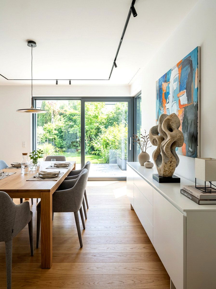 Sculptural objects on dining room sideboard - 30 dining room sideboard styling ideas