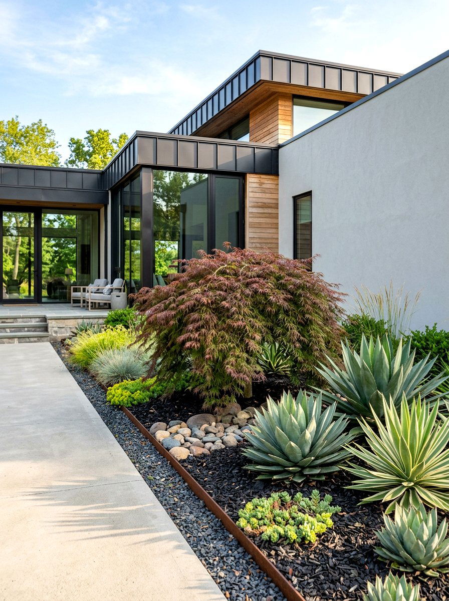 Sculptural plant border - 30 small front garden border ideas