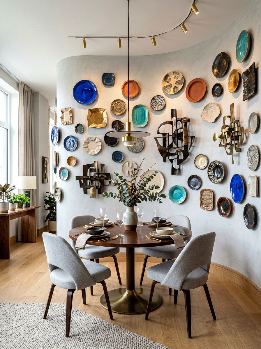 Sculptural wall dining room - 30 art filled dining room ideas