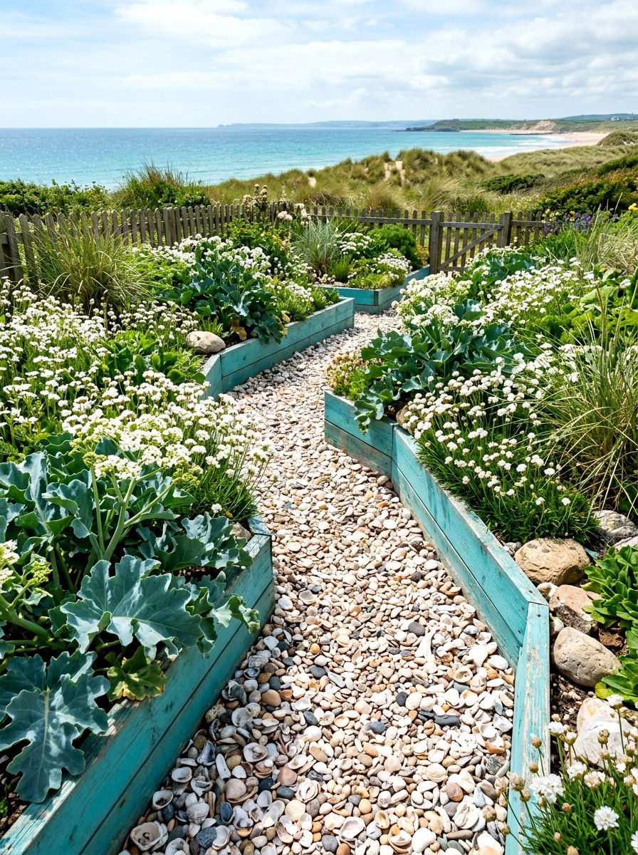 Sea Shell Path - 30 raised bed path ideas