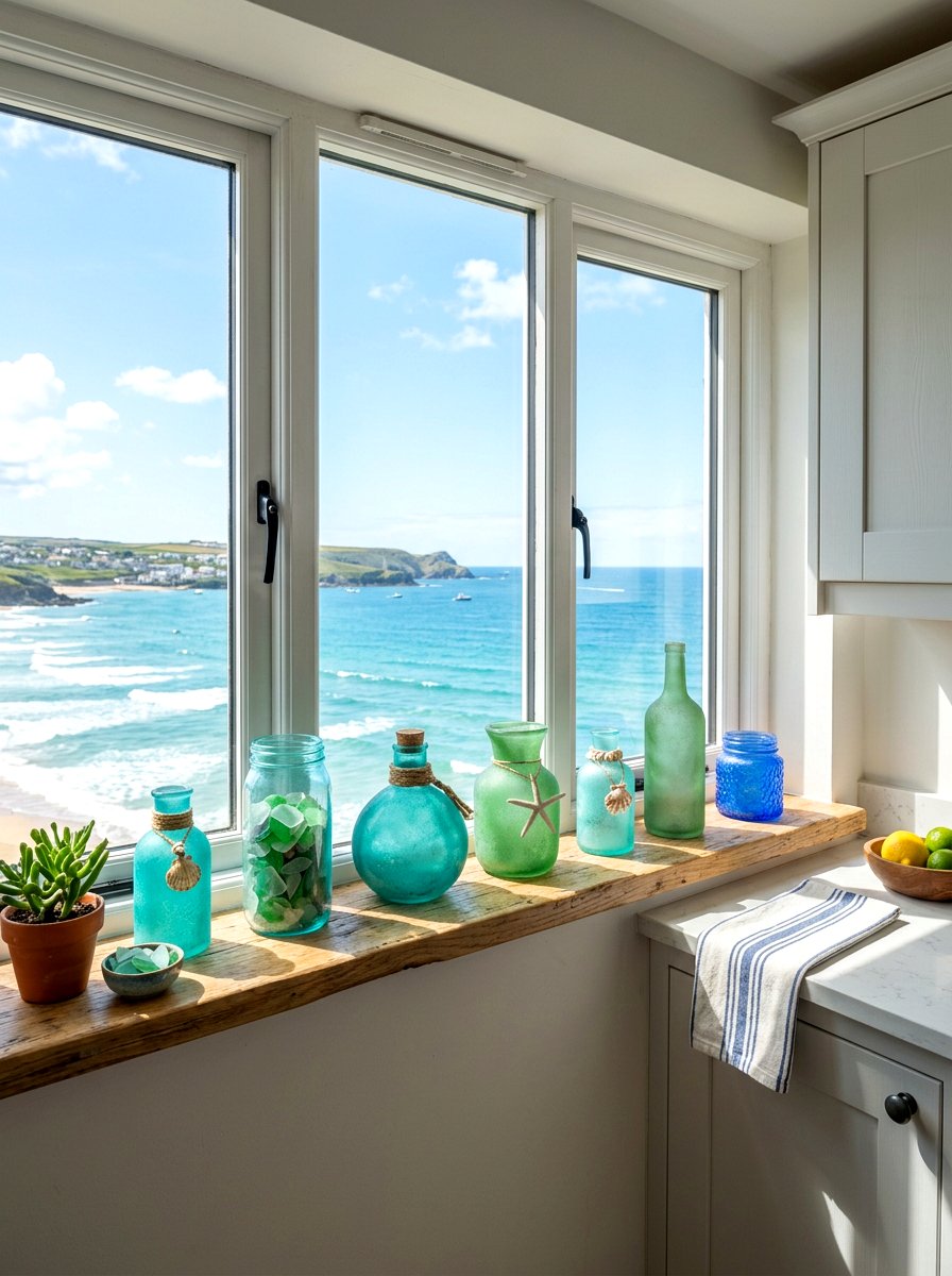 Sea glass bottle - 30 surf shack decor ideas