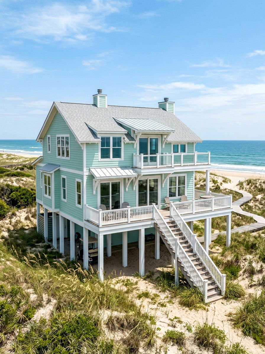 Seafoam Green Beach House - 30 green house exterior ideas