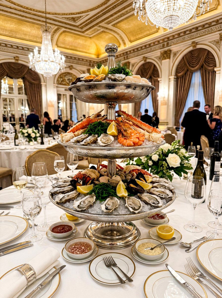Seafood Tower Centerpiece - 30 seafood dinner table ideas aesthetic