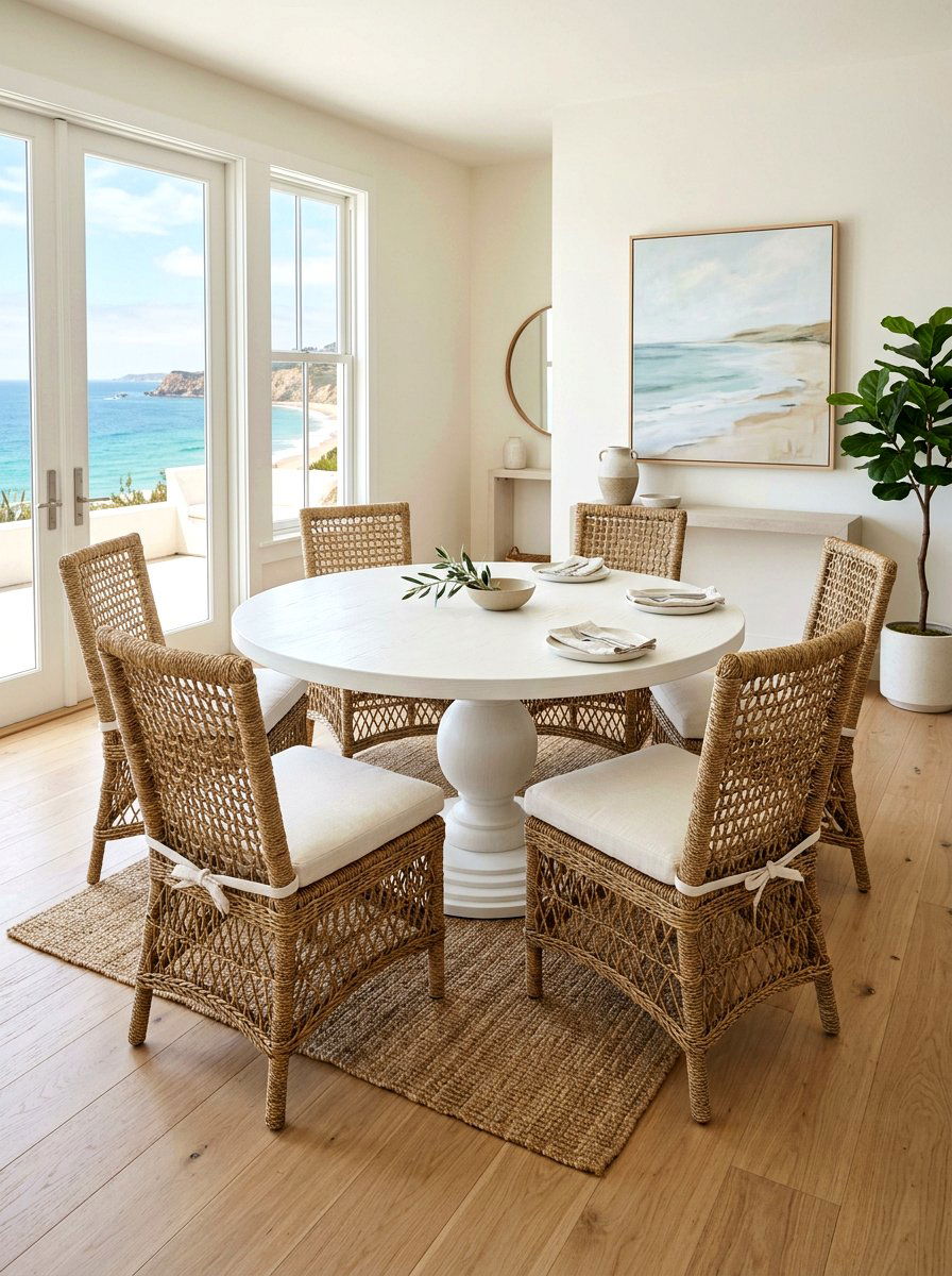 Seagrass Chair Dining Set - 30 coastal dining room ideas