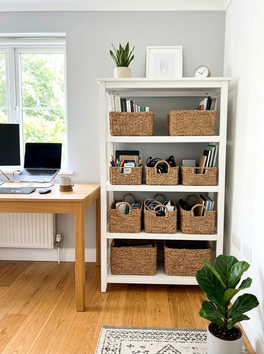 Seagrass Storage Baskets - 30 calming home office ideas