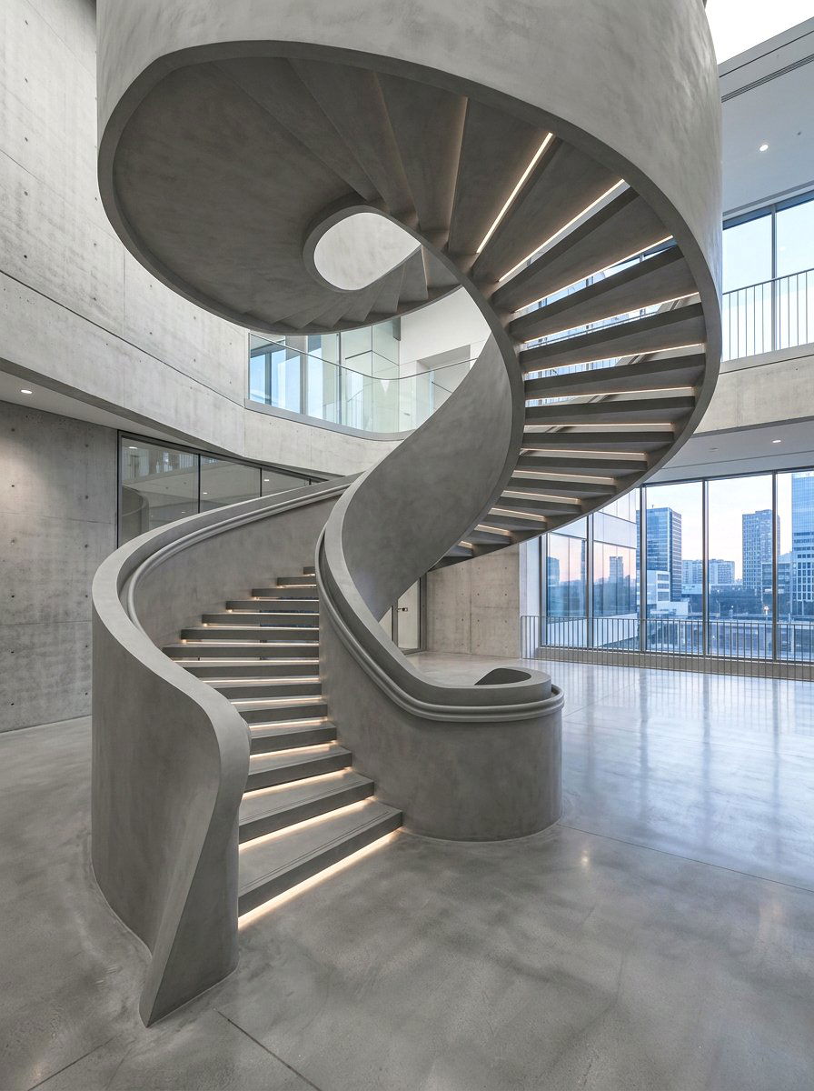 Seamless Plaster Stairs - 30 plaster wall ideas