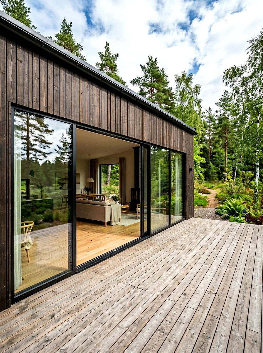 Seamless glass doors Scandinavian house - 30 Scandinavian house exterior ideas