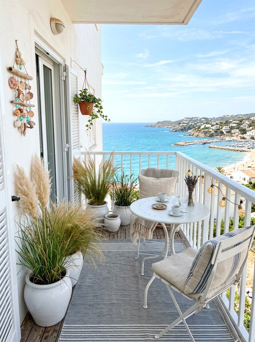 Seashell Apartment Balcony - 30 layered neutral decor ideas