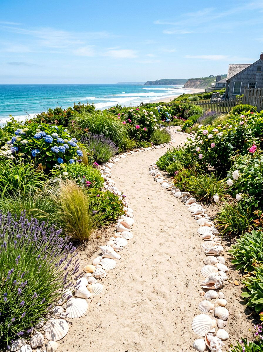 Seashell Garden Edging - 30 flower bed edging ideas