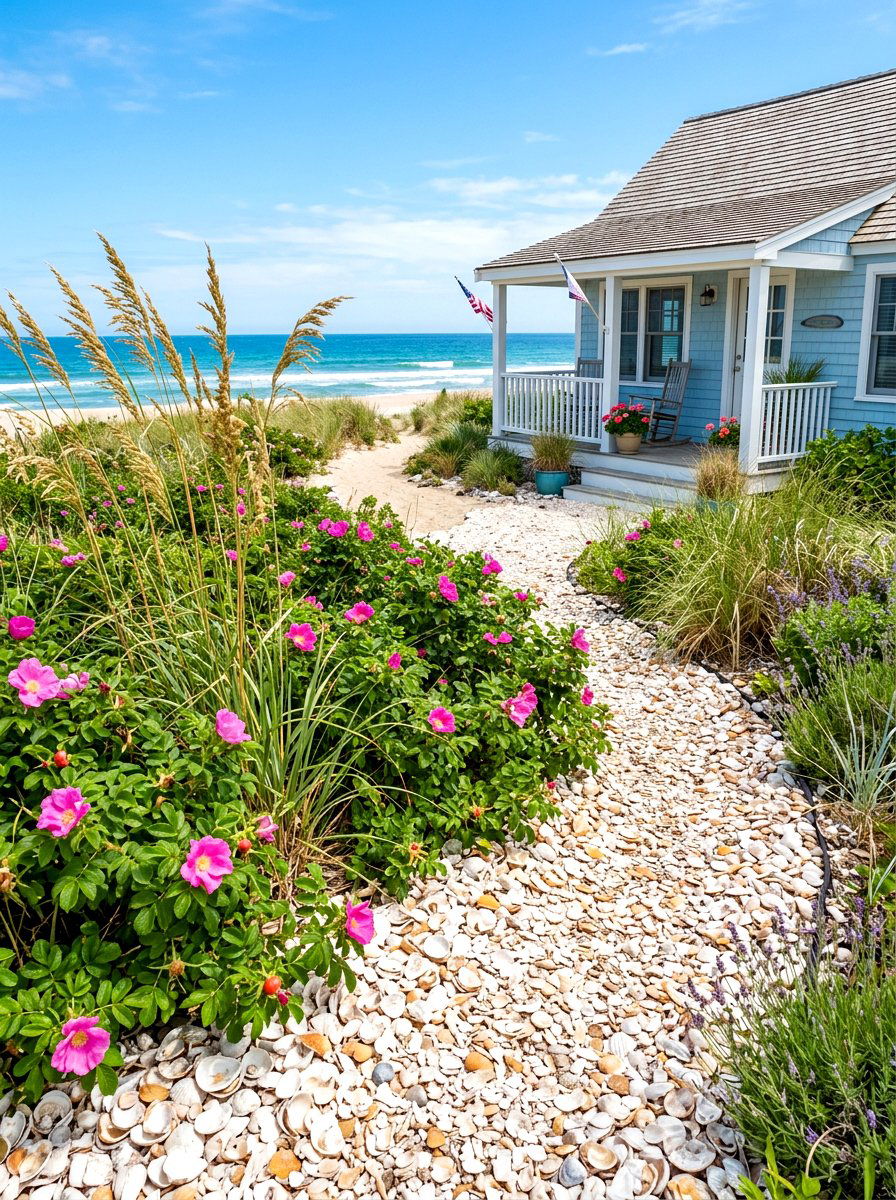 Seashell Mulch - 30 flower bed mulch ideas