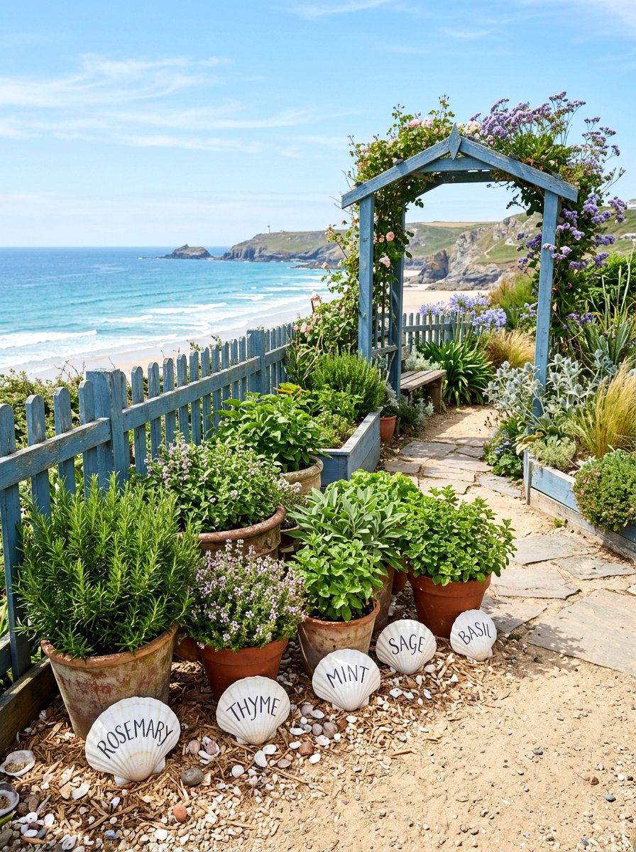 Seashell Plant Marker - 30 herb garden marker ideas