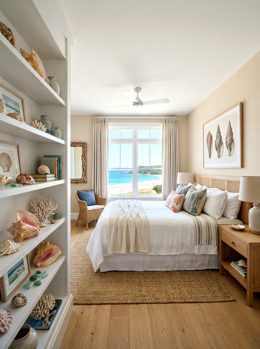 Seashell decor coastal bedroom - 30 beach cottage bedroom ideas