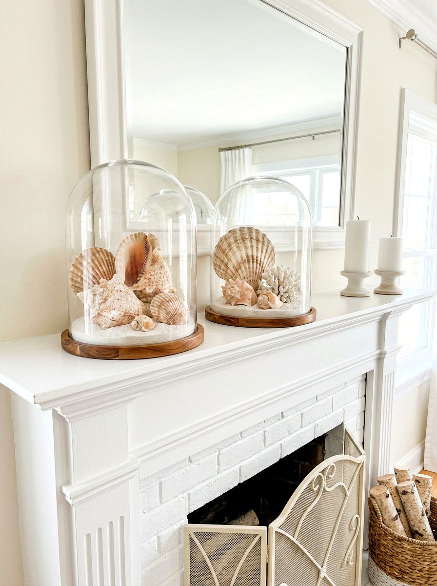 Seashell mantel - 30 summer mantel decor ideas