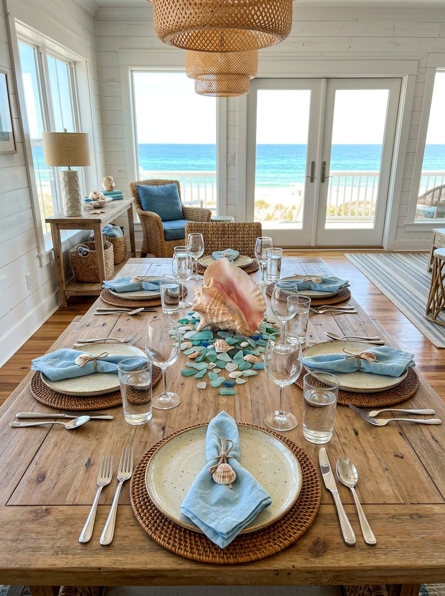 Seaside Shell Table - 30 collected tablescape ideas aesthetic