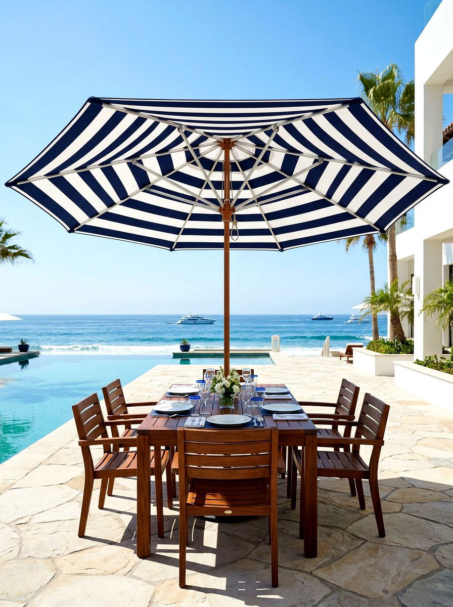 Seaside Umbrella Shading - 30 East Coast patio ideas