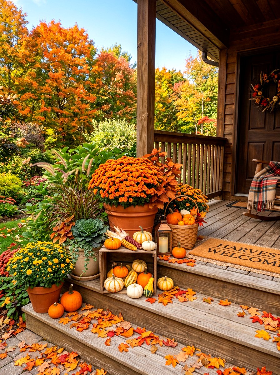 Seasonal Autumn Front Porch Flower Pots - 30 front porch flower pot ideas