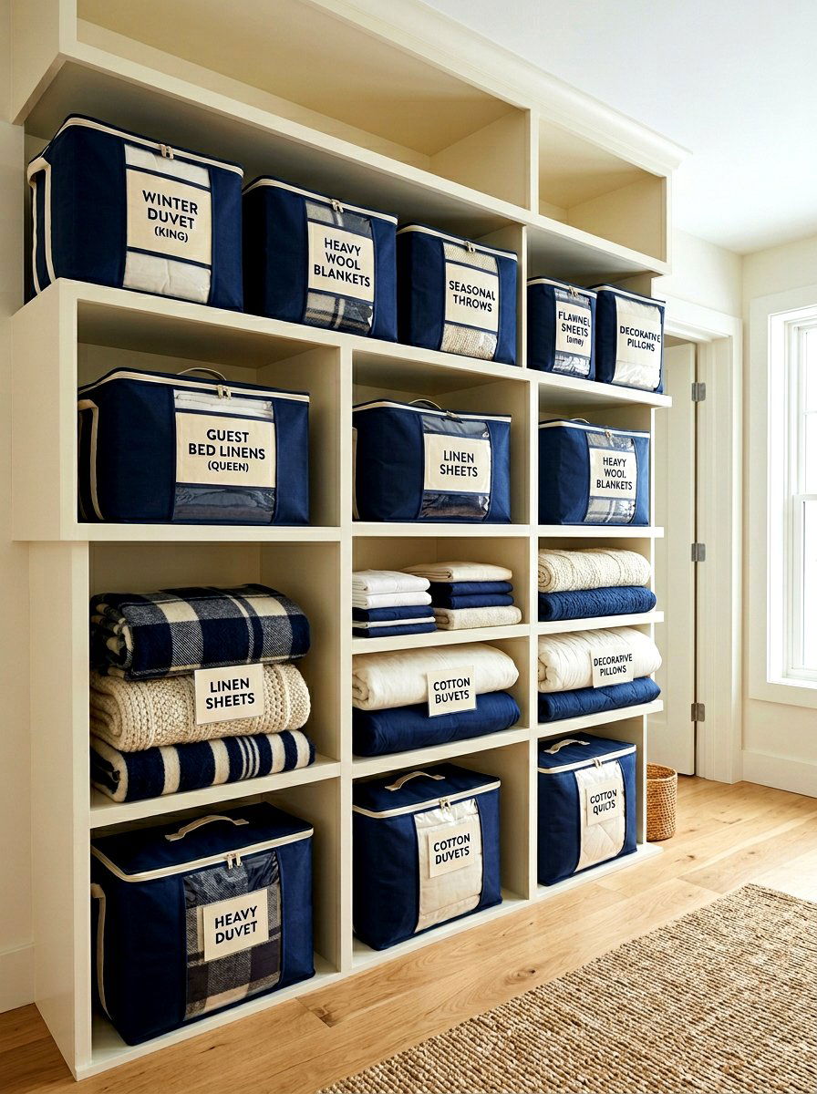 Seasonal Bedding Storage - 30 linen cupboard styling ideas
