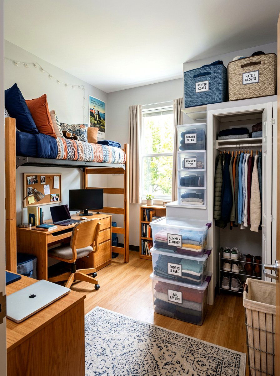 Seasonal Clothing Containers - 30 dorm storage under bed ideas