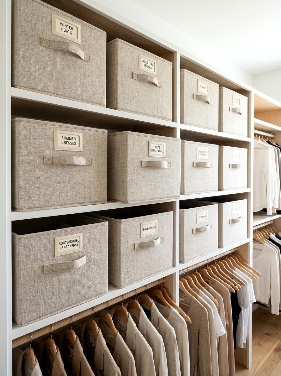 Seasonal Clothing Storage Bins - 30 organizing a walk in closet ideas