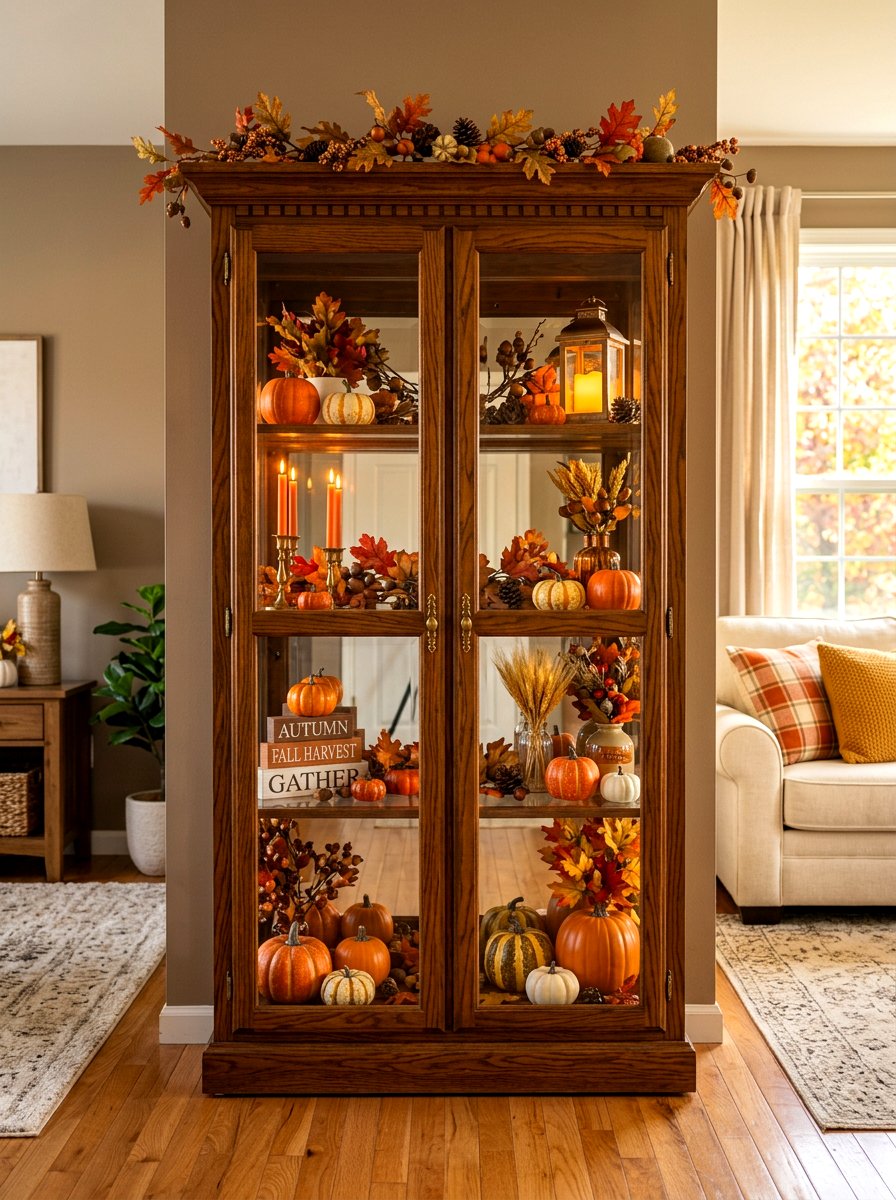 Seasonal Curio Cabinet Display - 30 curio cabinet styling ideas
