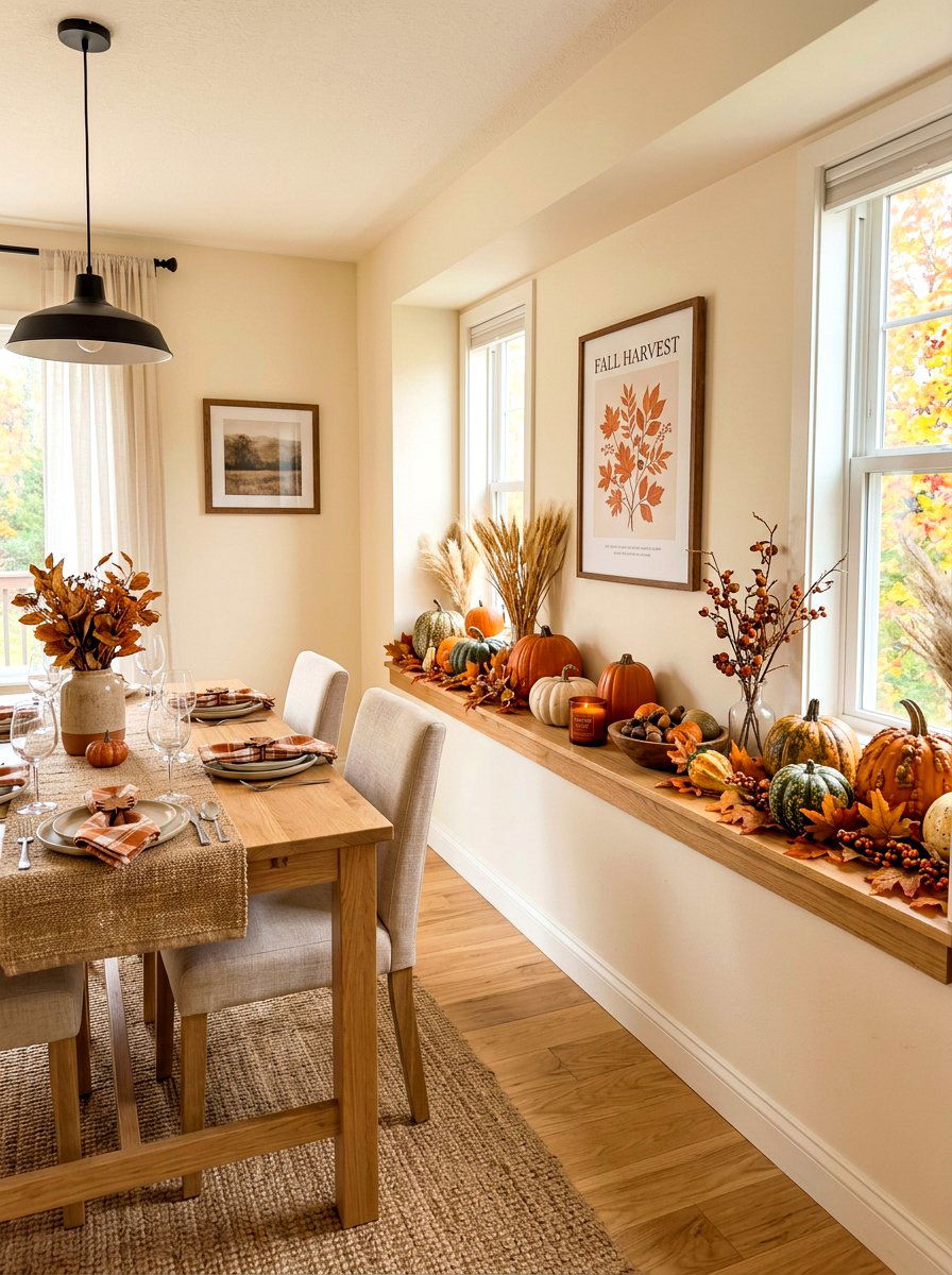 Seasonal Decor On Dining Ledge - 30 dining room picture ledge ideas