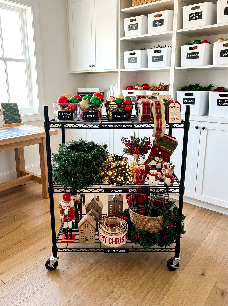 Seasonal Decor Rolling Cart - 30 rolling cart storage ideas
