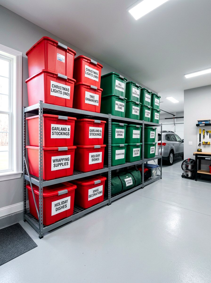 Seasonal Decoration Bins - 30 garage organization ideas