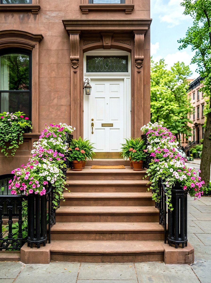 Seasonal Flower Box Stoop - 30 brownstone stoop ideas