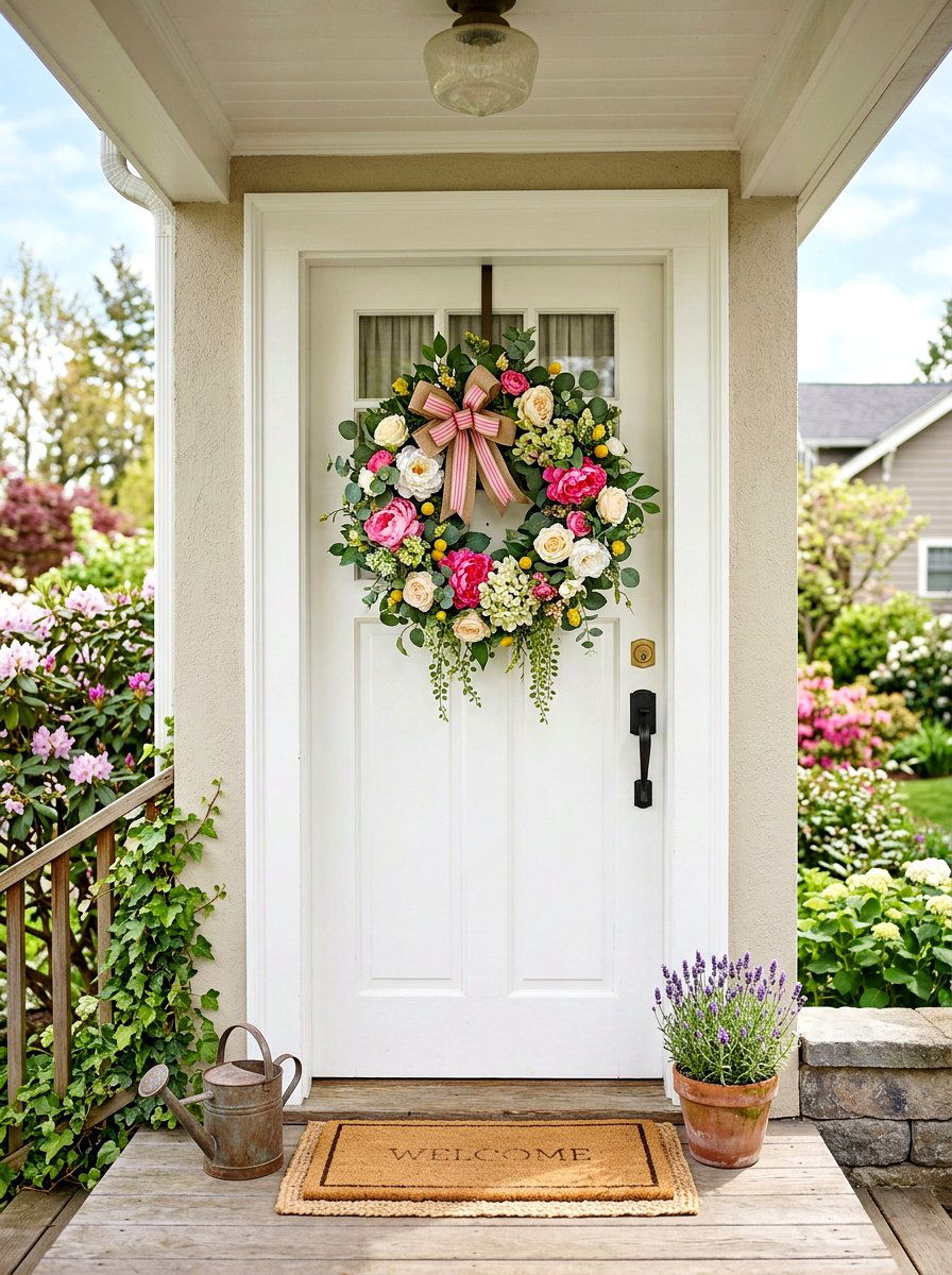 Seasonal Front Porch Wreath - 30 tiny front porch ideas