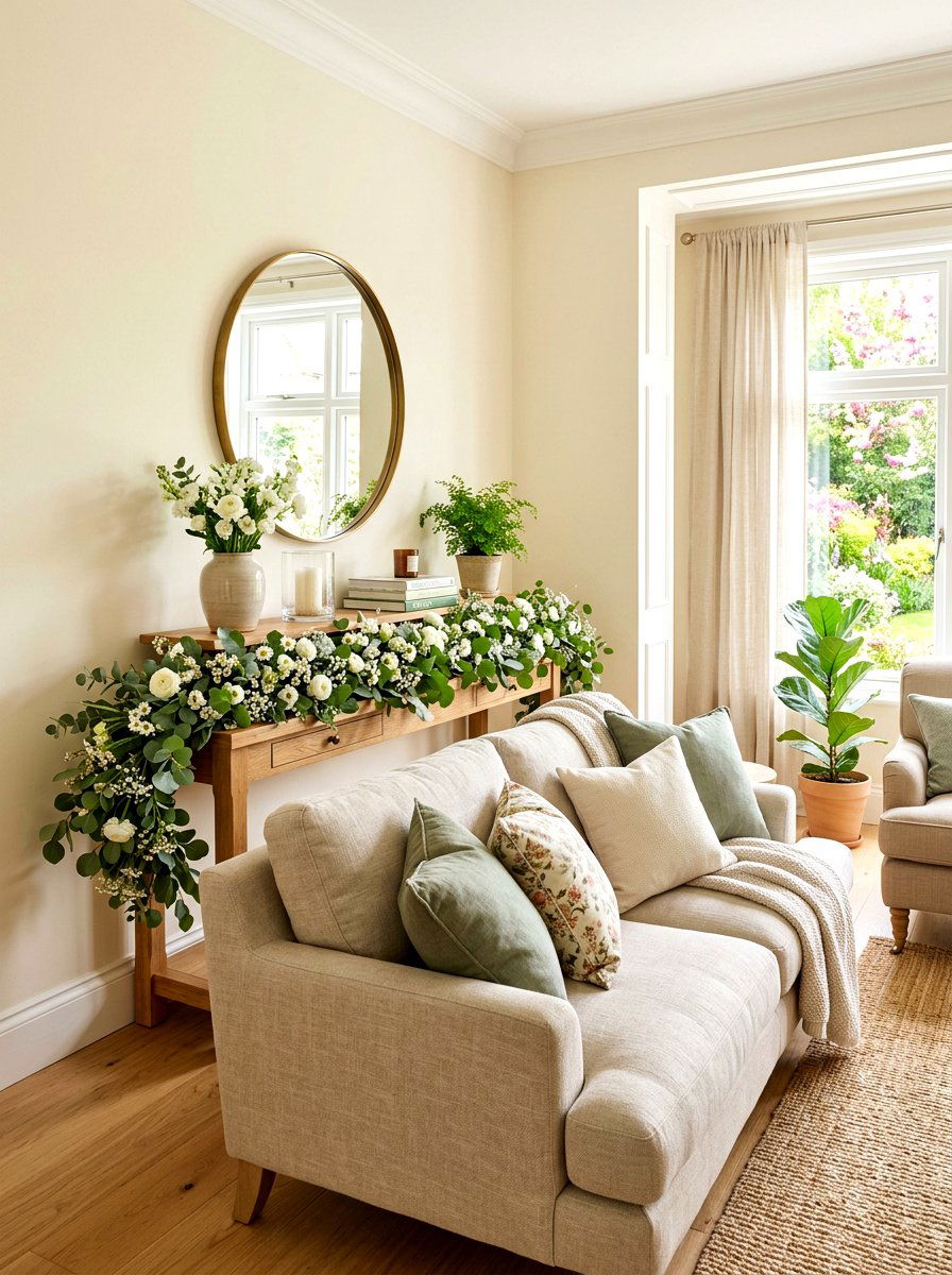 Seasonal Garland - 30 behind sofa decor ideas